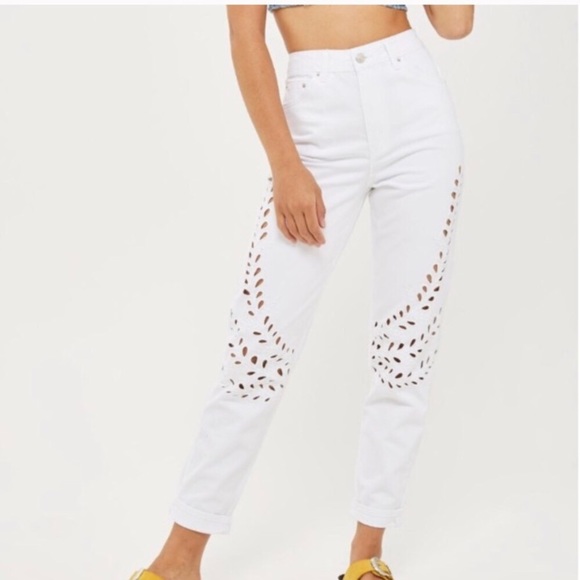 topshop mom jeans white